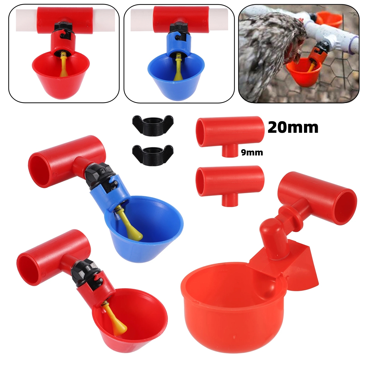 Chicken Nipple Drinker - 9mm Konu Arayüzü Otomatik Kümes Hayvanları