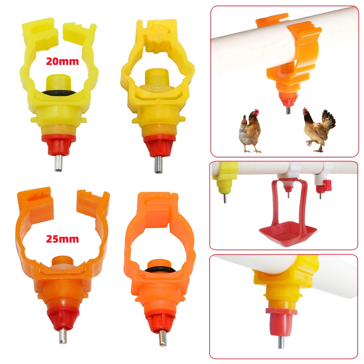 Chicken Nipple Drinker - 20mm 25mm Kelepçe tipi Kümes Hayvanları